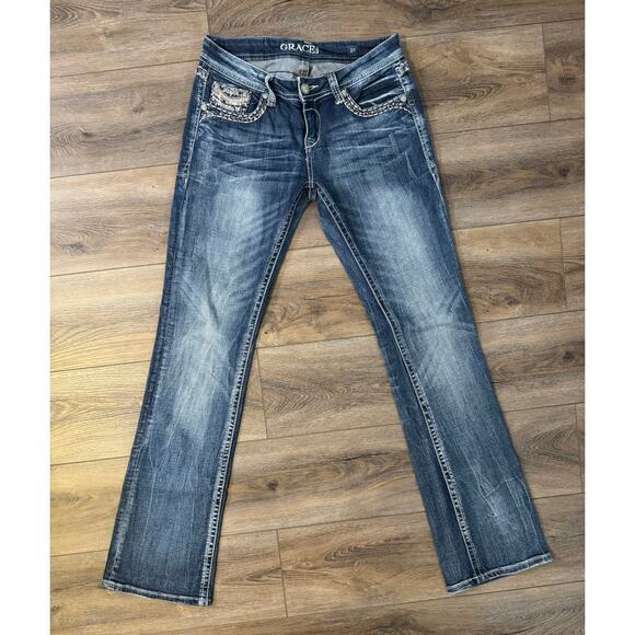 Y2K Grace In LA Denim Bootcut Denim Jeans Women's Size 27 - Picture 1 of 8